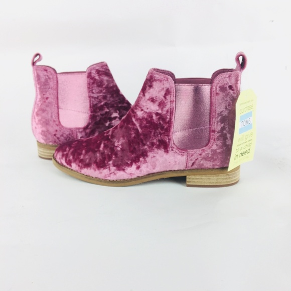 Toms Shoes - New Toms Ella Faded Rose Velvet Ankle Booties
